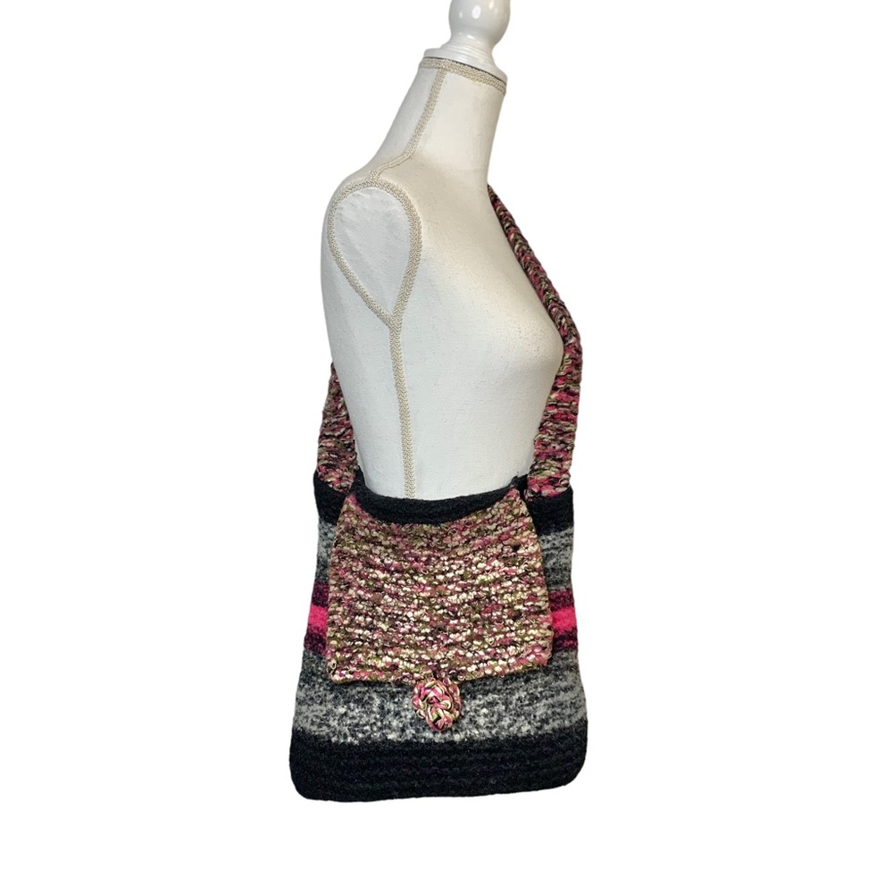 HANDMADE Boho Chic Knit Multi Color Crossbody Bag